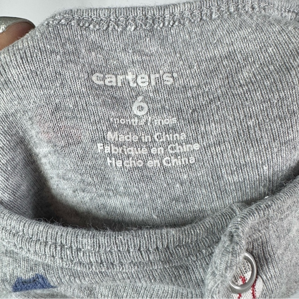 Baby Footie Pajamas Size 6 Months Carter’s Turkey Thanksgiving Baseball Blue - Picture 10 of 16